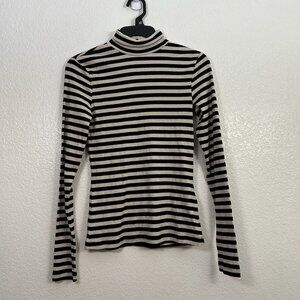 H&M Lightweight Striped Long Sleeve Mock Turtleneck Shirt
